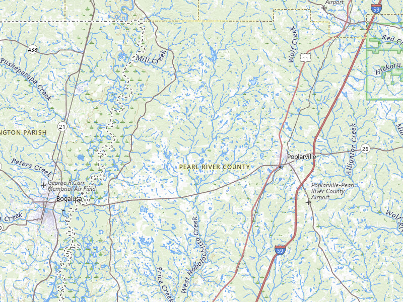 Radar-estimated hail-size map of the storm over Poplarville, MS on Apr 26, 2026