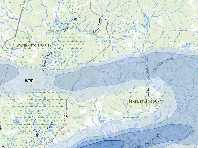 NEXRAD radar-signature map of the hail storm over Poplarville, MS on May 8, 2026