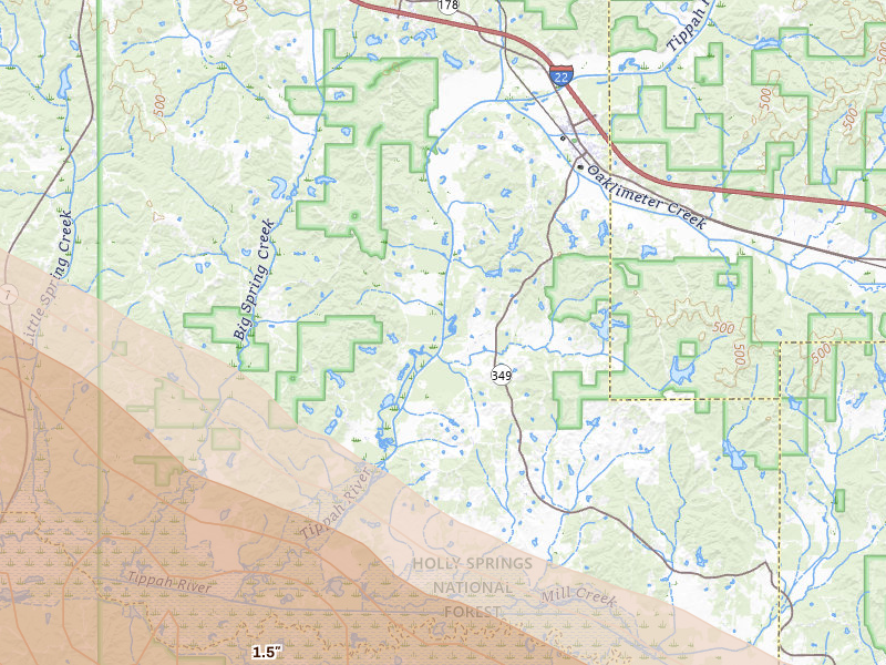 Radar-estimated hail-size map of the storm over Potts Camp, MS on Feb 26, 2026