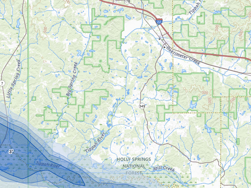 NEXRAD radar-signature map of the hail over Potts Camp, MS