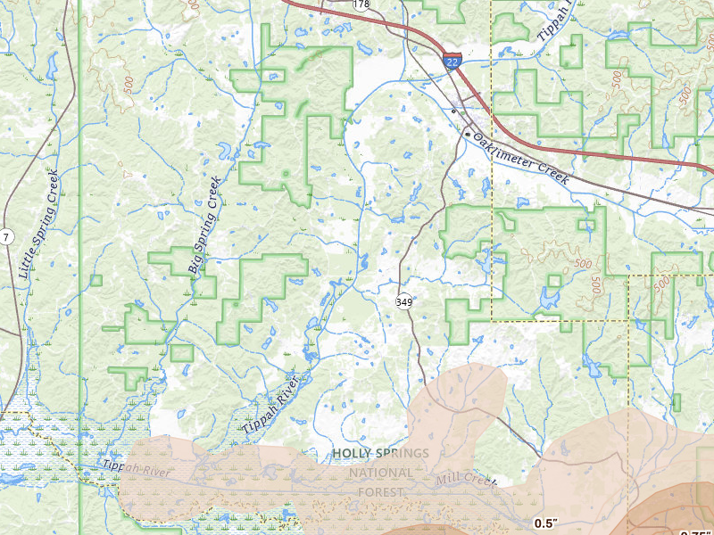Radar-estimated hail-size map of the storm over Potts Camp, MS on Apr 28, 2026