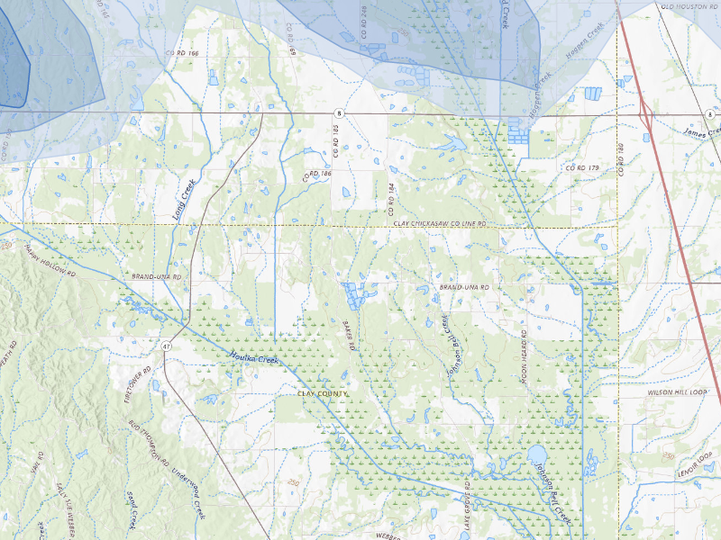 NEXRAD radar-signature map of the hail storm over Prairie, MS on Aug 20, 2026