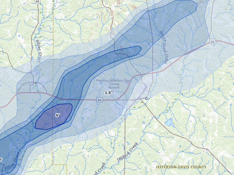 NEXRAD radar-signature map of the hail storm over Prentiss, MS on May 6, 2026