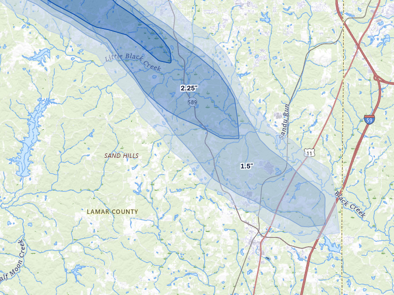 NEXRAD radar-signature map of the hail storm over Purvis, MS on Apr 24, 2026