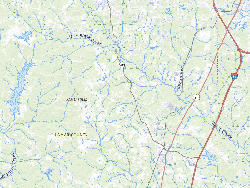 Radar-estimated hail-size map of the storm over Purvis, MS on Jun 25, 2026