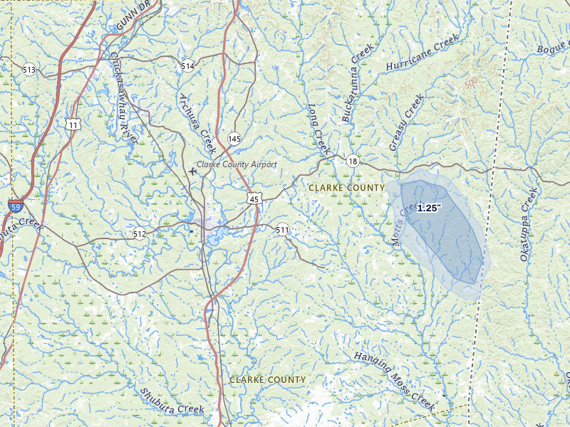 NEXRAD radar-signature map of the hail storm over Quitman, MS on Jul 1, 2026
