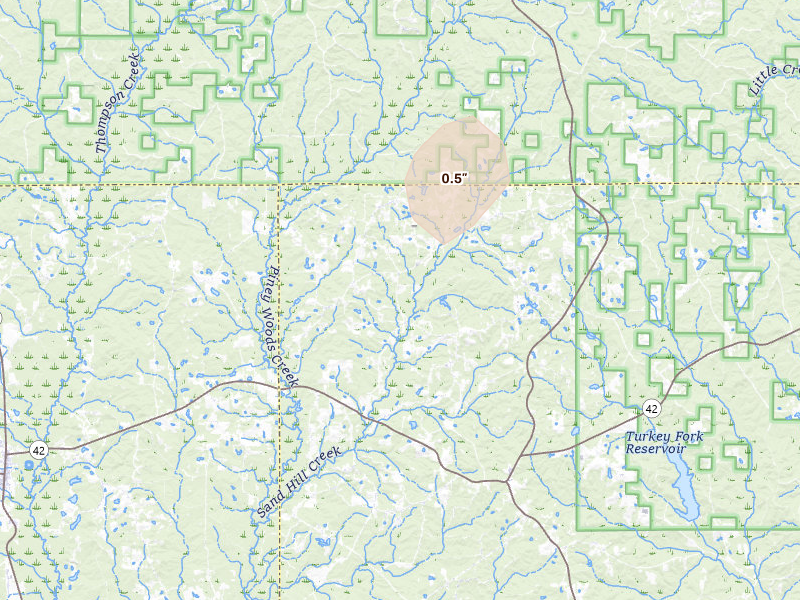 Radar-estimated hail-size map of the storm over Richton, MS