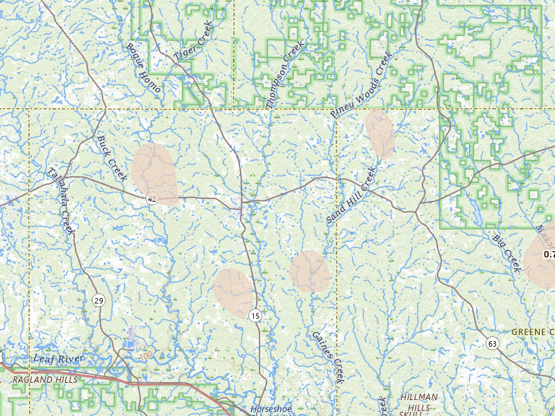 Radar-estimated hail-size map of the storm over Richton, MS on Aug 18, 2026