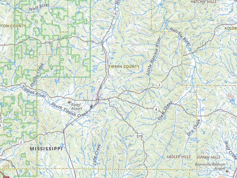 Radar-estimated hail-size map of the storm over Ripley, MS on Apr 28, 2026