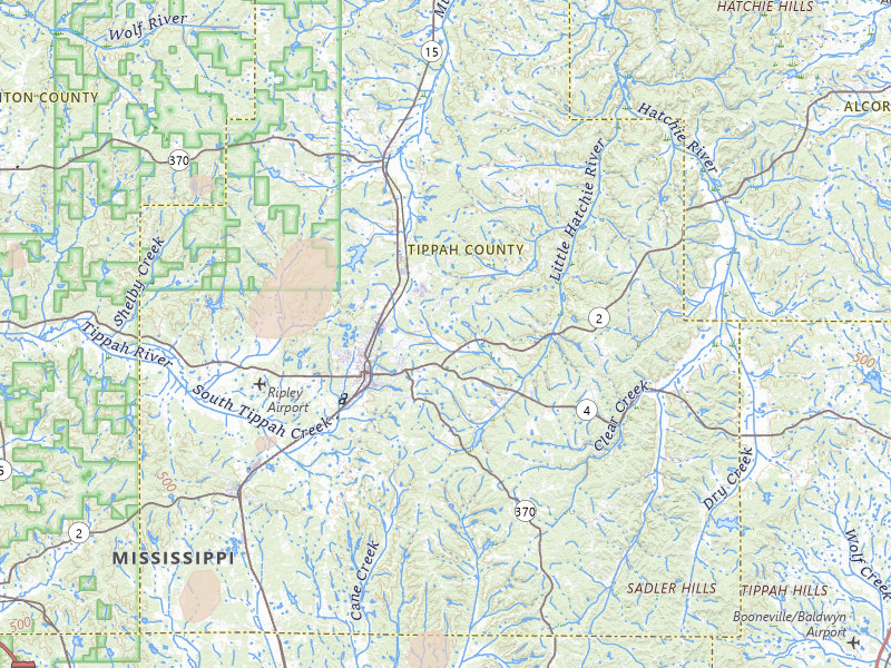 Radar-estimated hail-size map of the storm over Ripley, MS on Jul 1, 2026