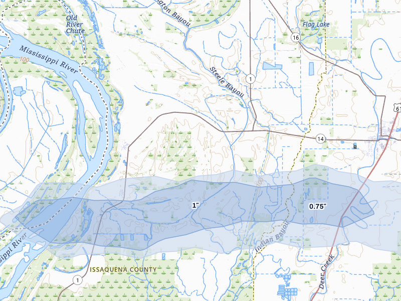 NEXRAD radar-signature map of the hail storm over Rolling Fork, MS on Apr 25, 2026