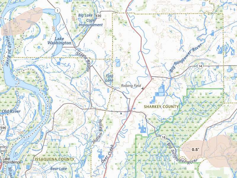 Radar-estimated hail-size map of the storm over Rolling Fork, MS on Apr 28, 2026