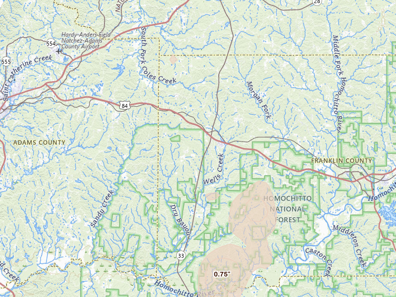 Radar-estimated hail-size map of the storm over Roxie, MS