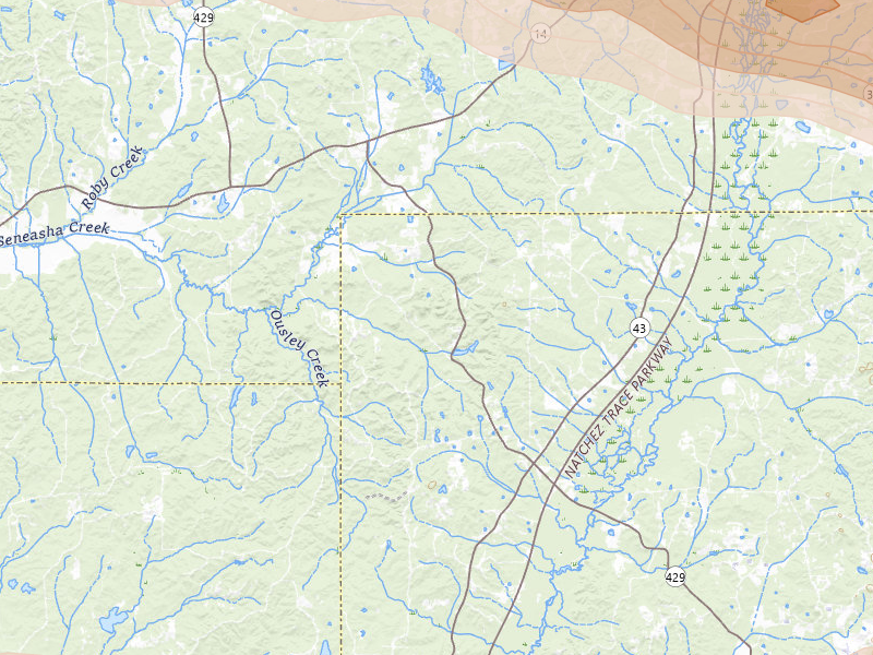 Radar-estimated hail-size map of the storm over Sallis, MS on Apr 28, 2026