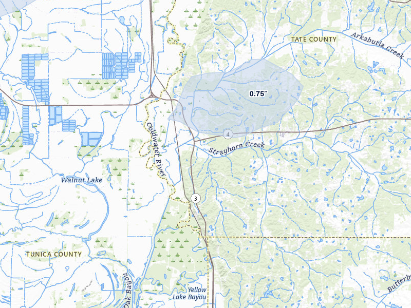 NEXRAD radar-signature map of the hail storm over Sarah, MS on Aug 17, 2026