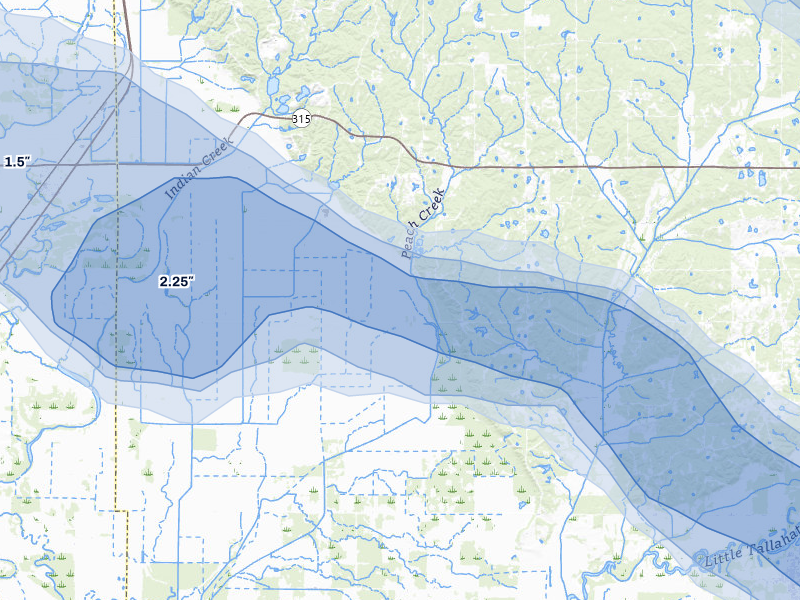 NEXRAD radar-signature map of the hail storm over Sardis, MS on Feb 26, 2026