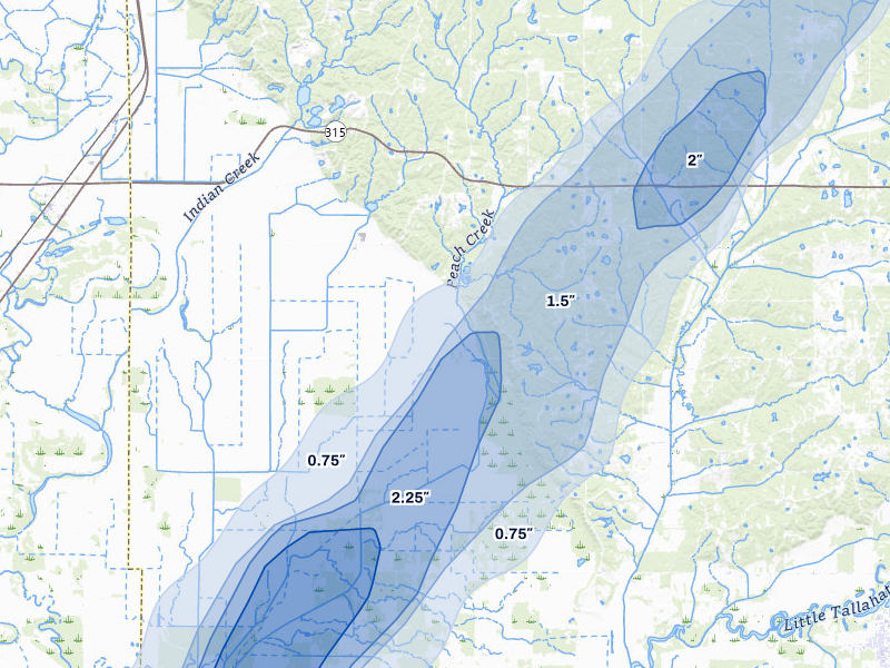 NEXRAD radar-signature map of the hail storm over Sardis, MS on Mar 6, 2026