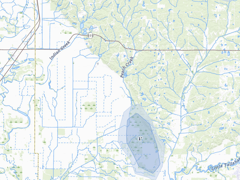NEXRAD radar-signature map of the hail storm over Sardis, MS on Mar 15, 2026