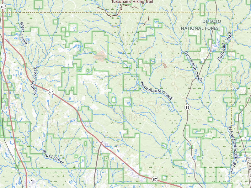 Radar-estimated hail-size map of the storm over Saucier, MS on Aug 21, 2026