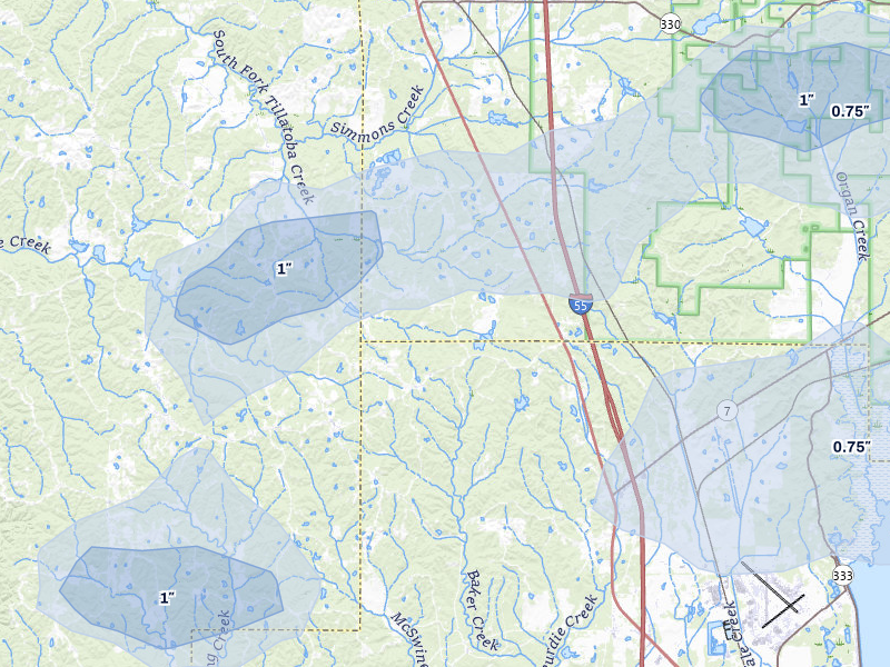 NEXRAD radar-signature map of the hail storm over Scobey, MS on Apr 28, 2026