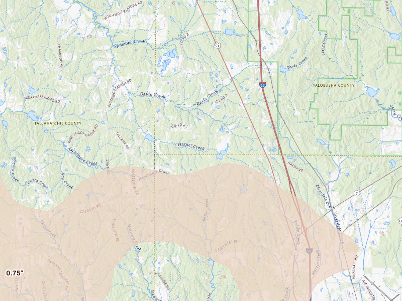 Radar-estimated hail-size map of the storm over Scobey, MS