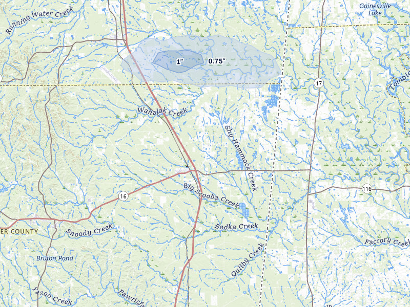 NEXRAD radar-signature map of the hail storm over Scooba, MS on Jul 3, 2026