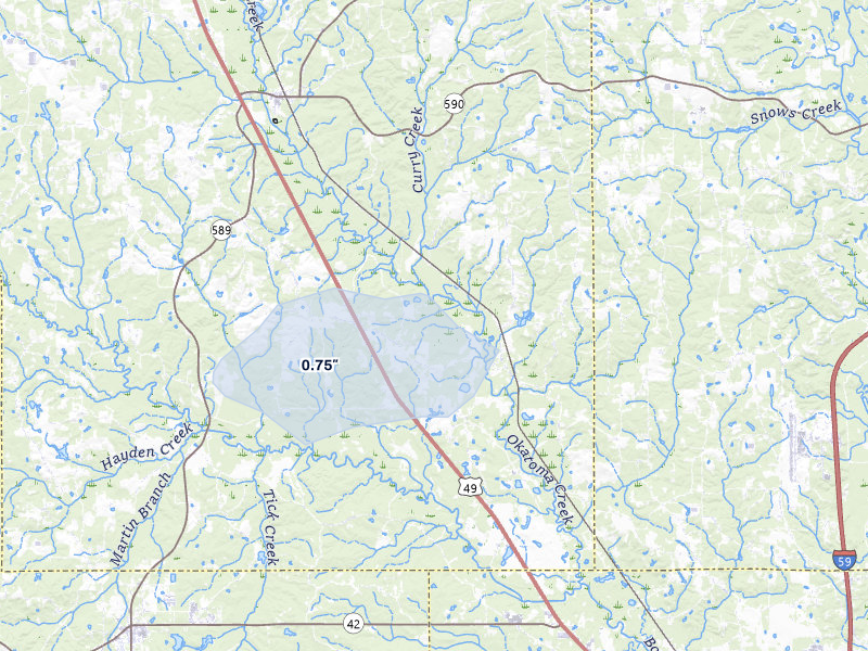 NEXRAD radar-signature map of the hail storm over Seminary, MS on May 6, 2026