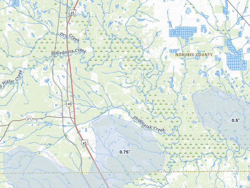 NEXRAD radar-signature map of the hail storm over Shuqualak, MS on Apr 28, 2026