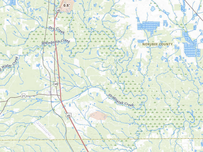 Radar-estimated hail-size map of the storm over Shuqualak, MS