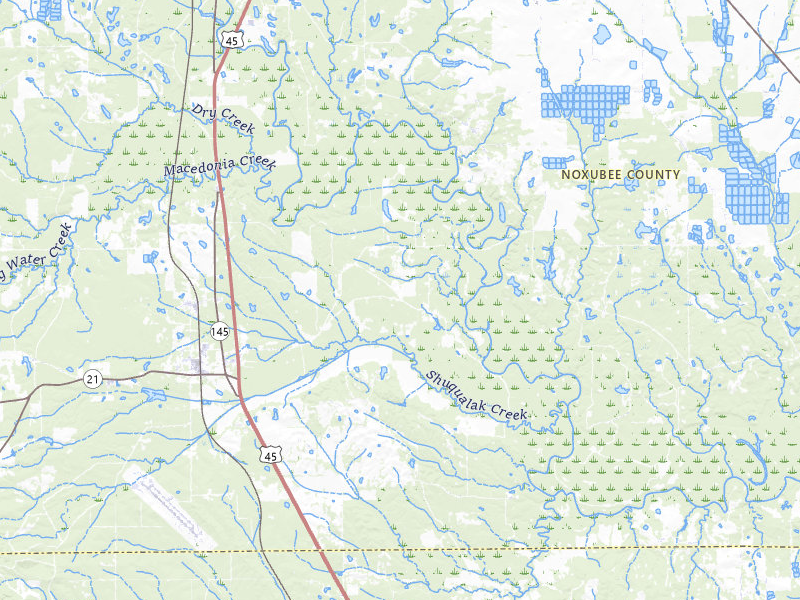Radar-estimated hail-size map of the storm over Shuqualak, MS on Jul 1, 2026
