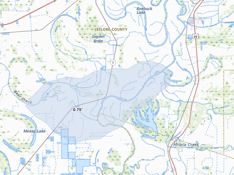 NEXRAD radar-signature map of the hail over Sidon, MS