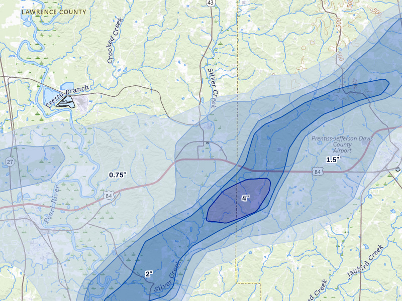 NEXRAD radar-signature map of the hail storm over Silver Creek, MS on May 6, 2026