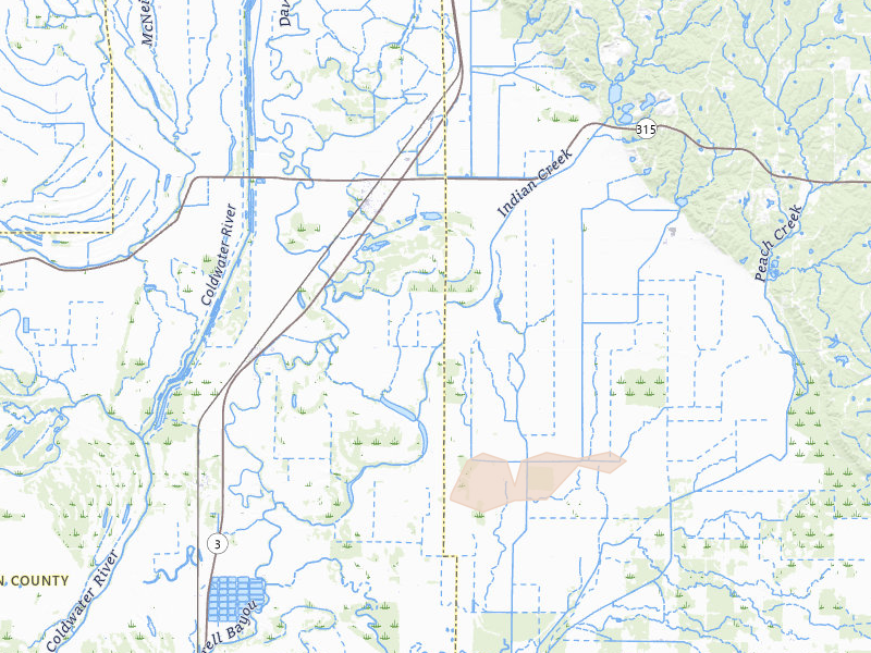 Radar-estimated hail-size map of the storm over Sledge, MS on Apr 27, 2026