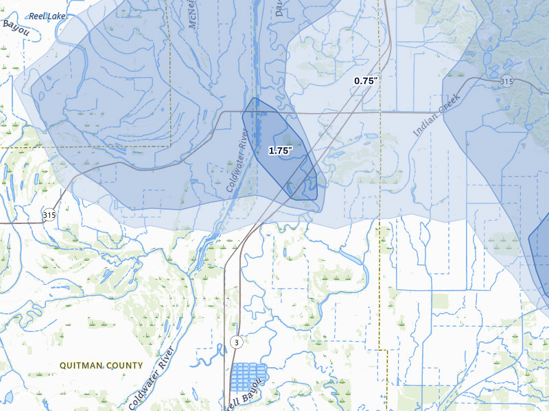 NEXRAD radar-signature map of the hail storm over Sledge, MS on Aug 20, 2026