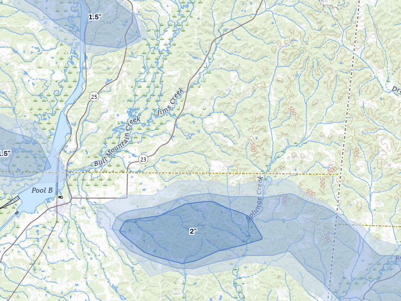 NEXRAD radar-signature map of the hail over Smithville, MS