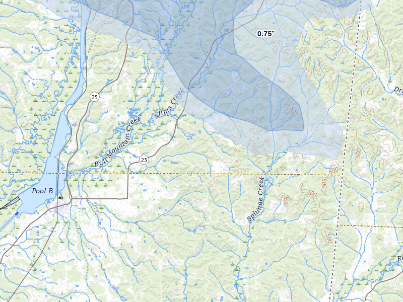 NEXRAD radar-signature map of the hail storm over Smithville, MS on Jul 9, 2026