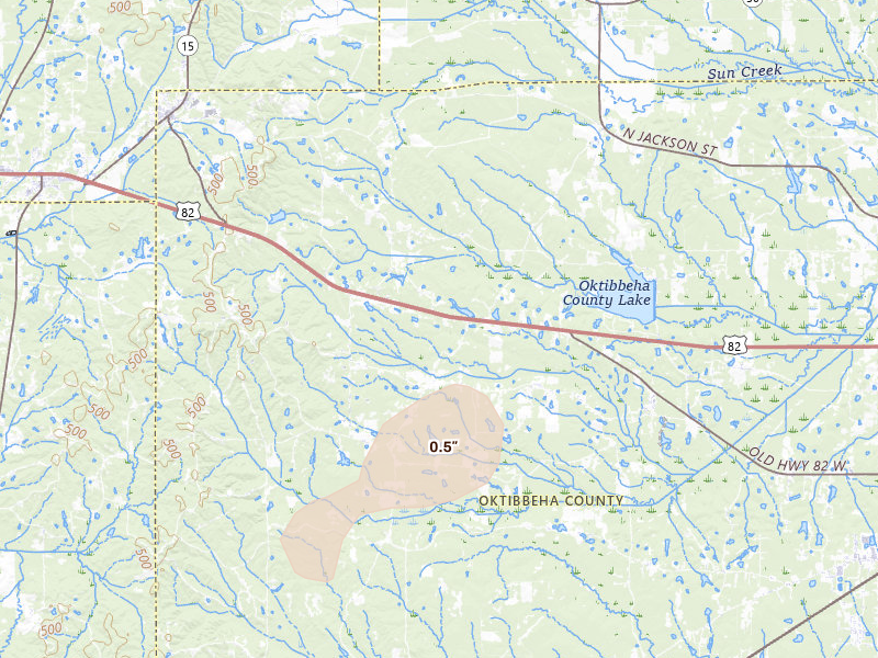 Radar-estimated hail-size map of the storm over Starkville, MS