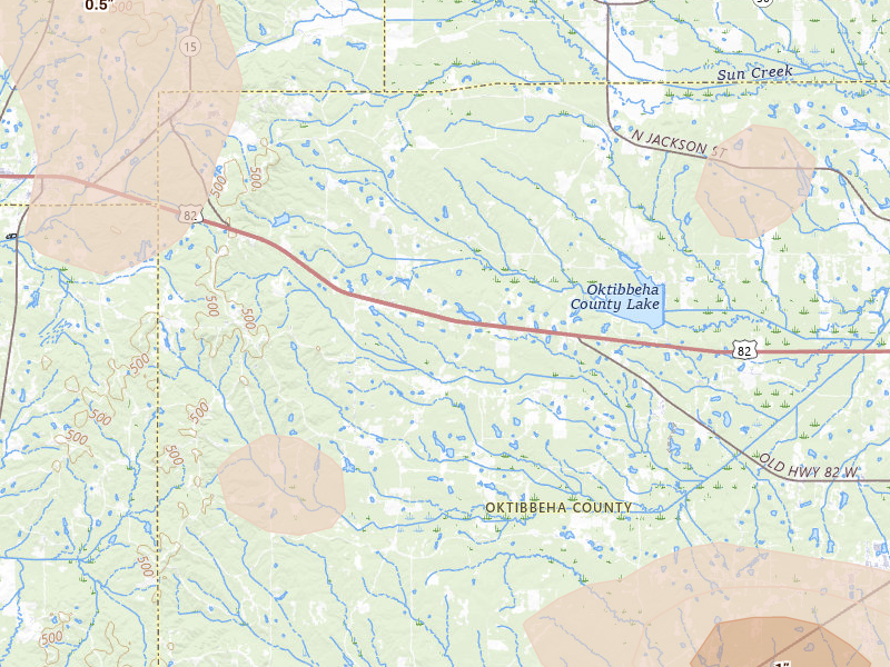 Radar-estimated hail-size map of the storm over Starkville, MS on Jun 19, 2026