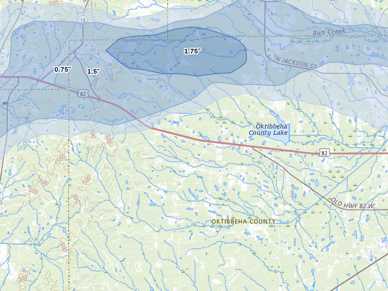 NEXRAD radar-signature map of the hail storm over Starkville, MS on Jul 1, 2026