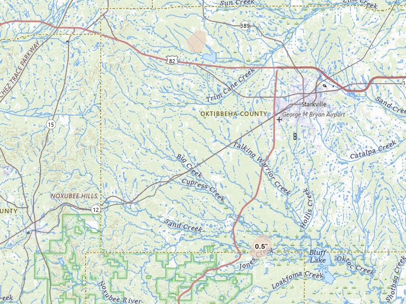 Radar-estimated hail-size map of the storm over Starkville, MS on Aug 8, 2026