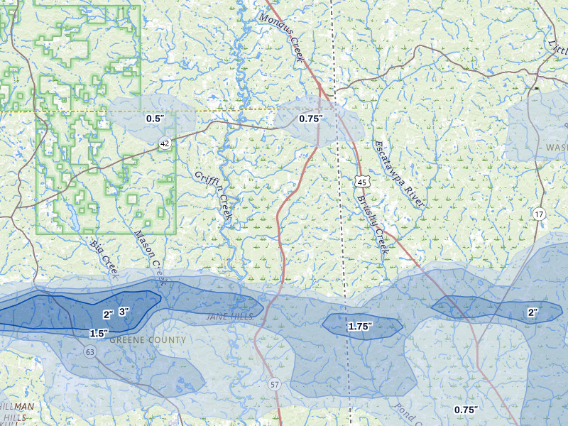NEXRAD radar-signature map of the hail storm over State Line, MS on May 6, 2026