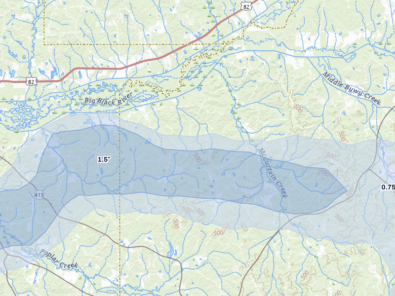 NEXRAD radar-signature map of the hail storm over Stewart, MS on Apr 28, 2026