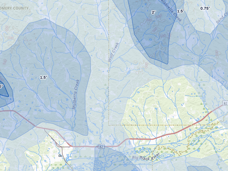 NEXRAD radar-signature map of the hail storm over Stewart, MS on Aug 20, 2026
