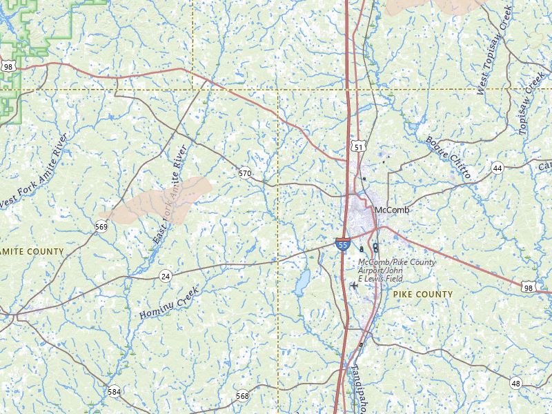 Radar-estimated hail-size map of the storm over Summit, MS on Apr 24, 2026