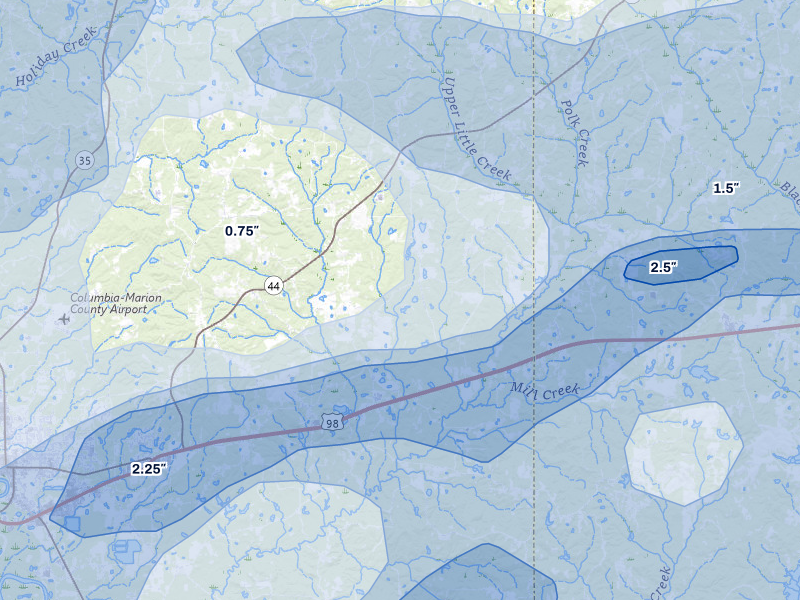 NEXRAD radar-signature map of the hail storm over Sumrall, MS on May 6, 2026