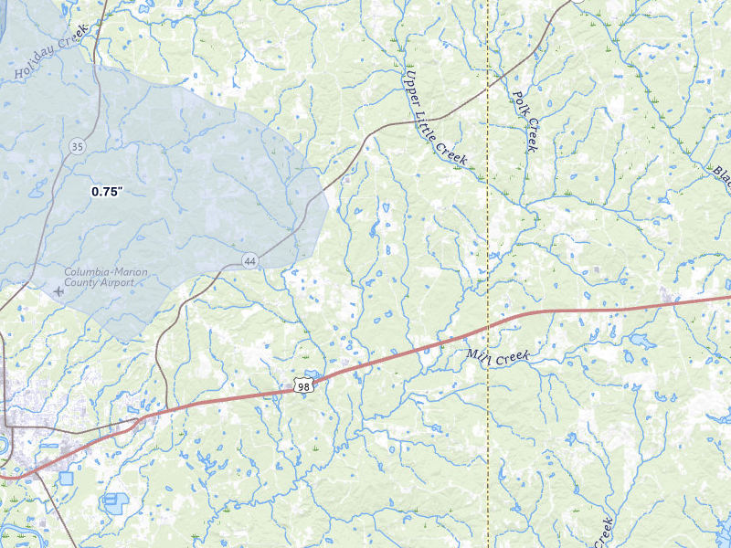 NEXRAD radar-signature map of the hail over Sumrall, MS