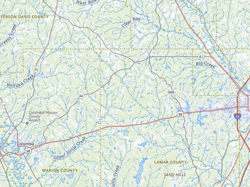 Radar-estimated hail-size map of the storm over Sumrall, MS on Jul 5, 2026