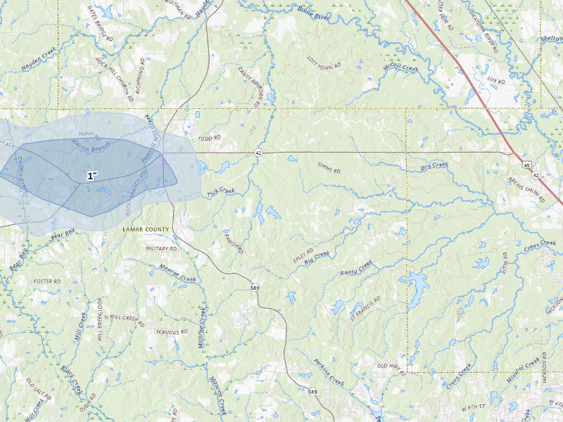 NEXRAD radar-signature map of the hail storm over Sumrall, MS on Sep 3, 2026