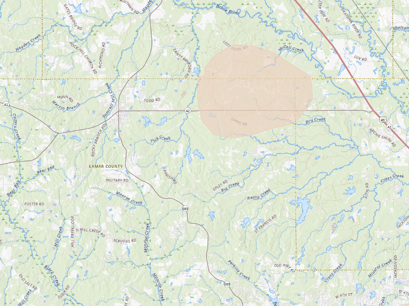 Radar-estimated hail-size map of the storm over Sumrall, MS