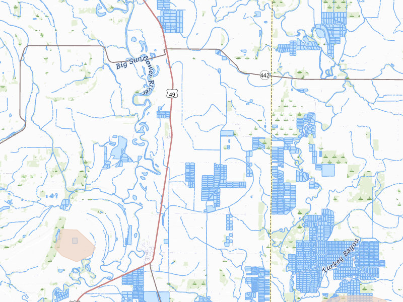 Radar-estimated hail-size map of the storm over Sunflower, MS on Jul 2, 2026